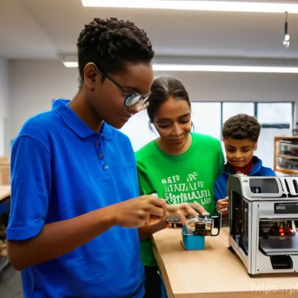 메이커스페이스의 성과 측정 방법 - **"A vibrant and bustling makerspace interior, showcasing a diverse group of individuals actively en...