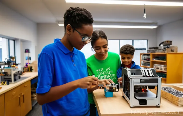 메이커스페이스의 성과 측정 방법 - **"A vibrant and bustling makerspace interior, showcasing a diverse group of individuals actively en...