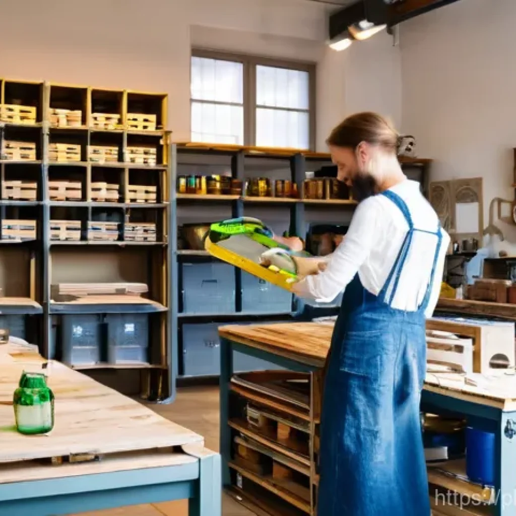 메이커스페이스와 지속 가능성 - **Prompt:** A bustling, sunlit makerspace in Poland, showcasing a dynamic "zero waste" workshop. In ...
